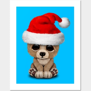 Baby Bear Wearing a Santa Hat Posters and Art